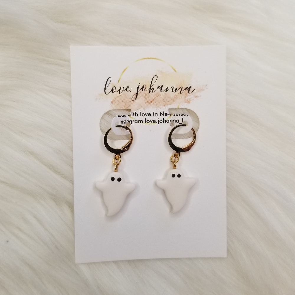 Handcrafted polymer clay GHOST EARRINGS on STAINLESS steel post